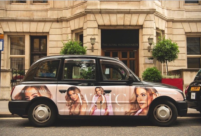 WOTC campaign taxi outside the Royal Horseguards